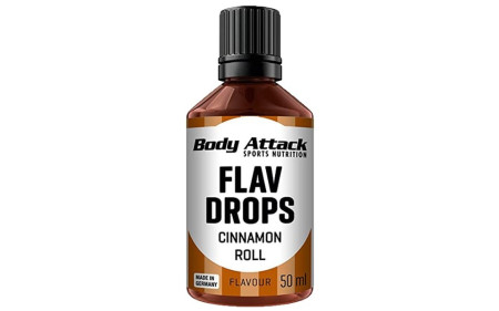 Body Attack Flav Drops 50ml - Cinnamon Roll - MHD 30.11.2025