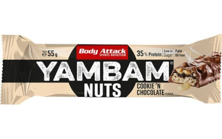 Body Attack YAMBAM Nuts 15 x 55g Riegel - Cookie'n Chocolate - MHD 13.09.2024