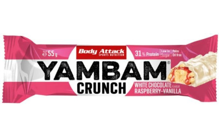 Body Attack YAMBAM Crunch 1 Riegel - White Chocolate Raspberry Vanilla - MHD 30.11.2024