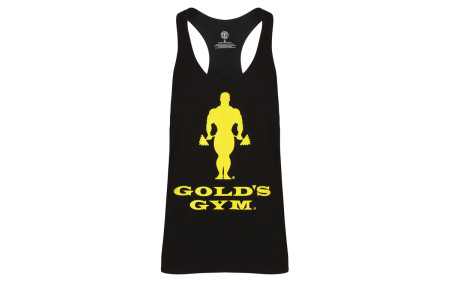 Golds Gym Muscle Joe Slogan Premium Tank - Schwarz Gold