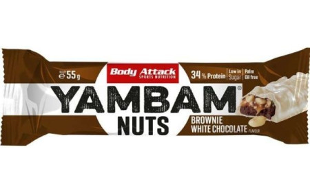 Body Attack YAMBAM Nuts - 55g Riegel - Brownie White Chocolate - MHD 12.06.2024