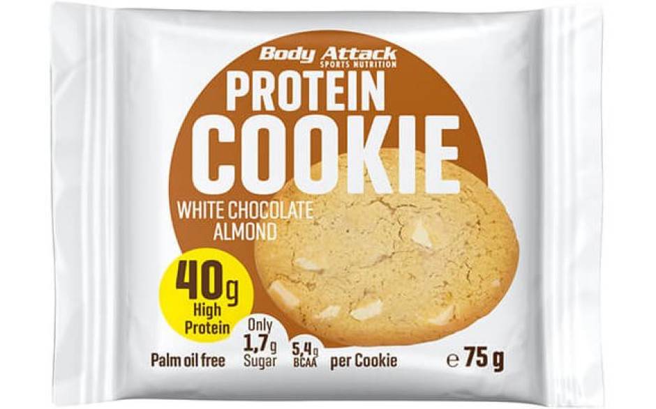 Body Attack Protein Cookie 12 x 75g Cookie - White Chocolate Almond - MHD 31.10.2024