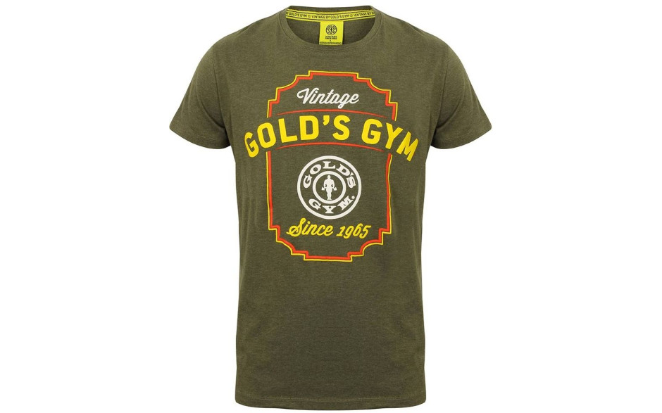 Golds Gym Printed Vintage Style T Shirt Army