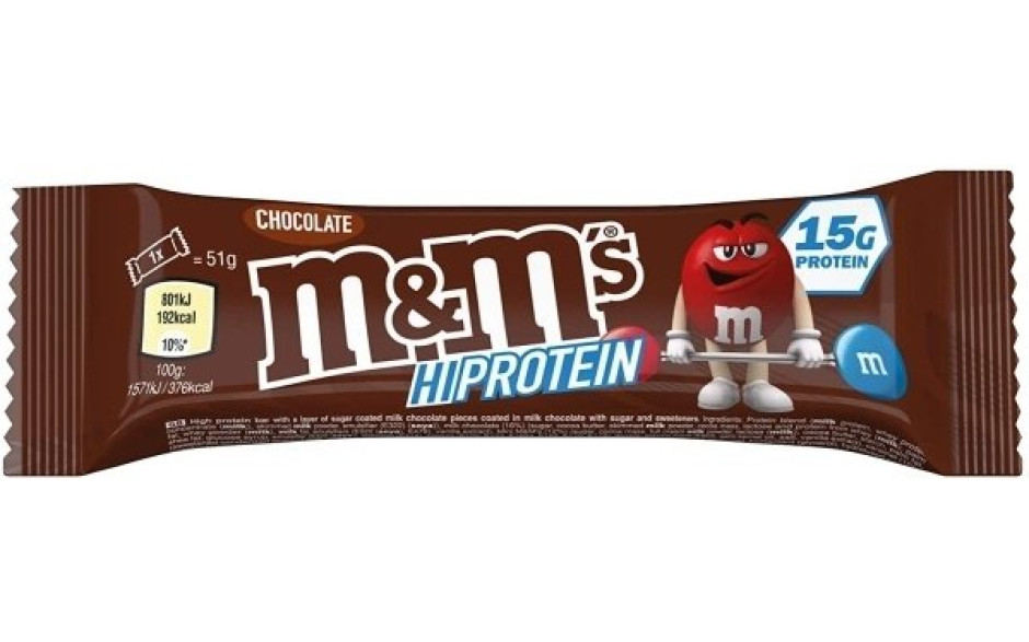 M&M's Hi Protein Bar 51g Riegel - Chocolate - MHD 08.06.2024