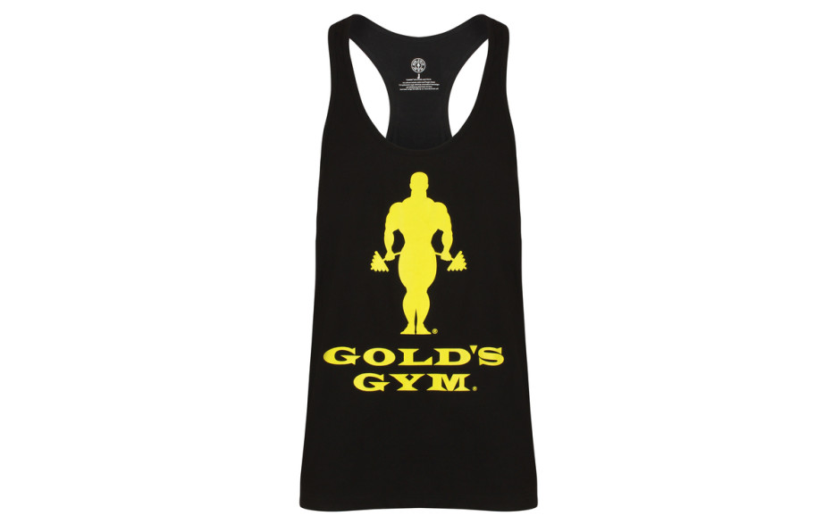 Golds Gym Muscle Joe Slogan Premium Tank - Schwarz Gold