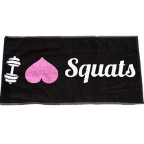 XXL Nutrition Gym Handtuch I Love Squats - Schwarz/Pink