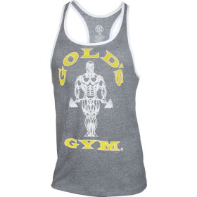 Golds Gym Muscle Joe Contrast Stringer Tank - Marl White