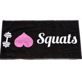 XXL Nutrition Gym Handtuch I Love Squats - Schwarz/Pink