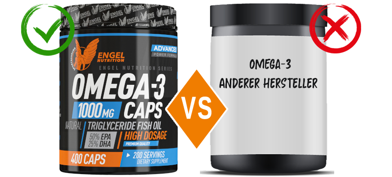 Omega 3 Kapseln von Engel Nutrition im Vergleich LG