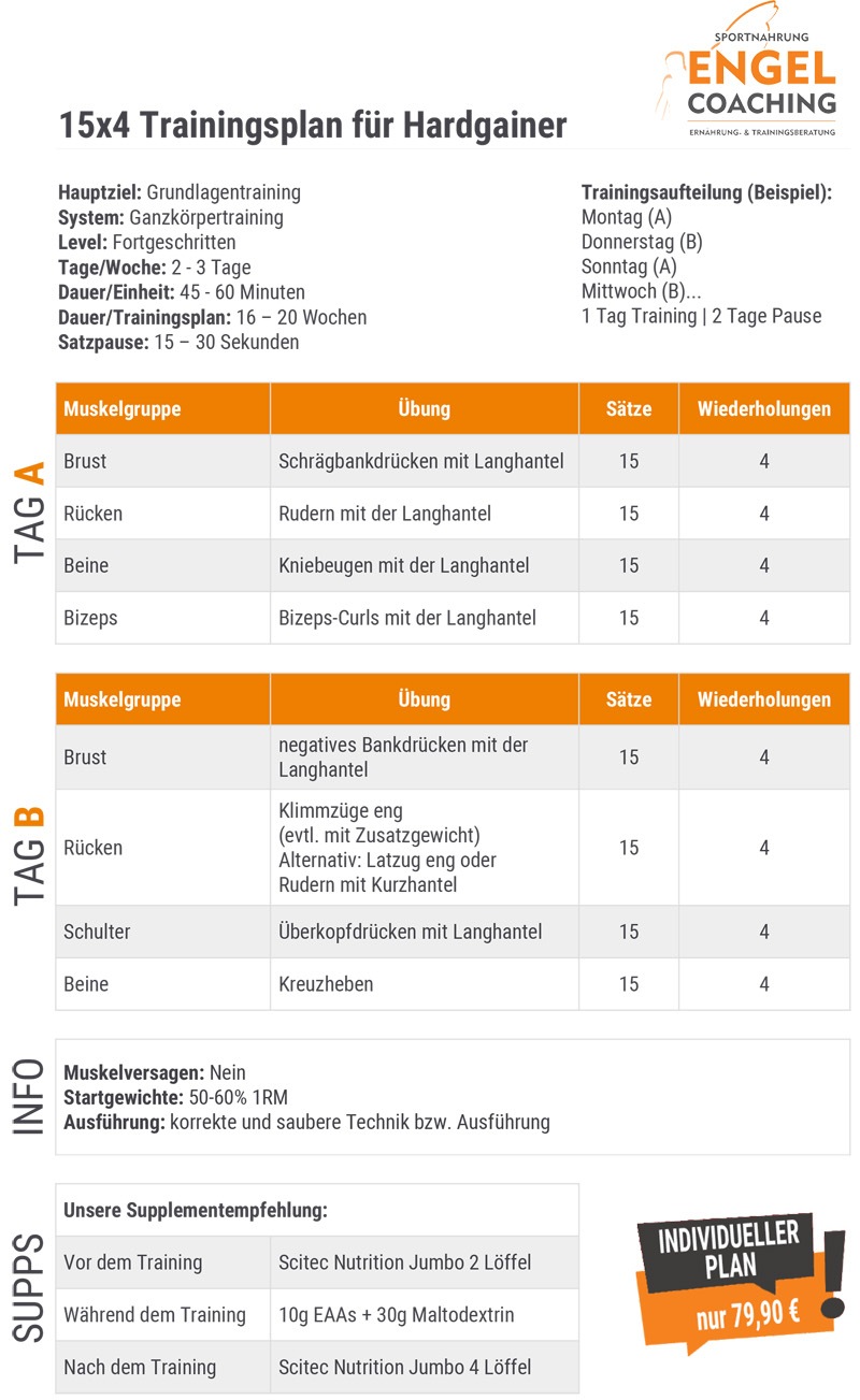 15x4 Trainingsplan nach Vince Gironda