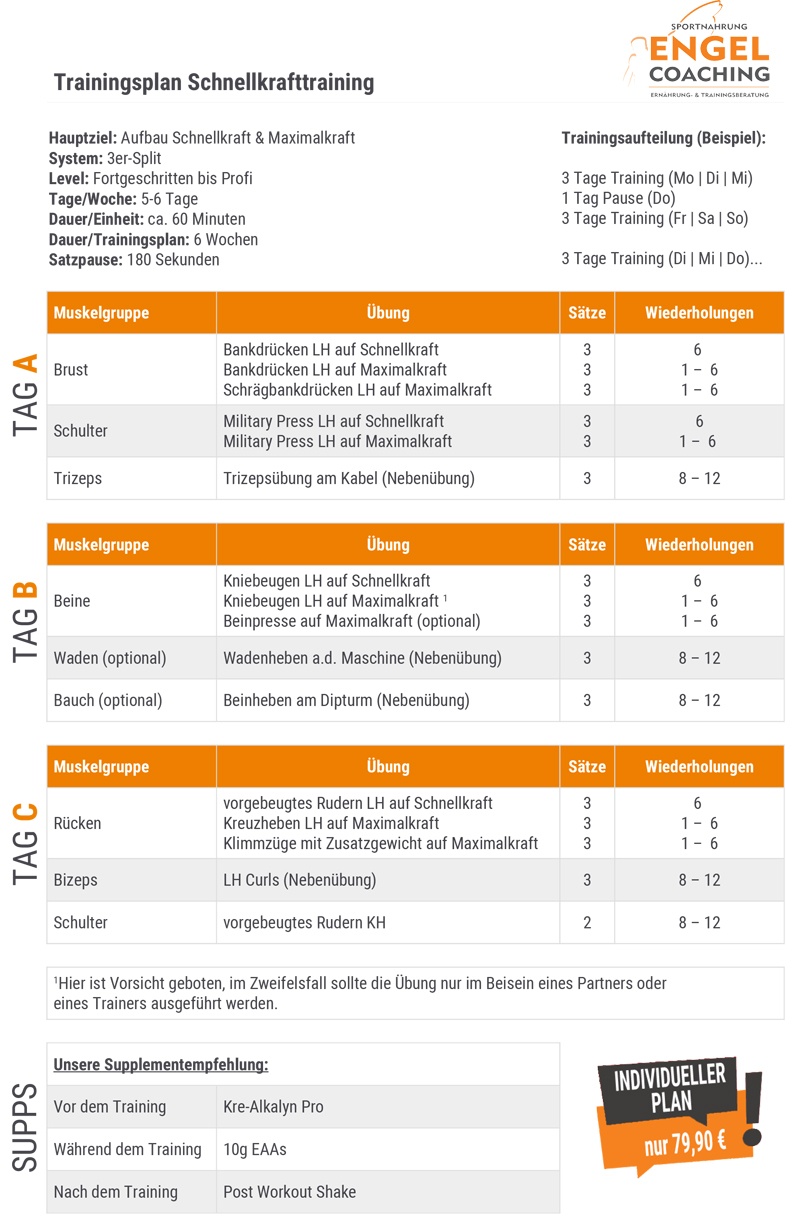 Trainingsplan zur Verbesserung der Schnellkraft und Kraftausdauer