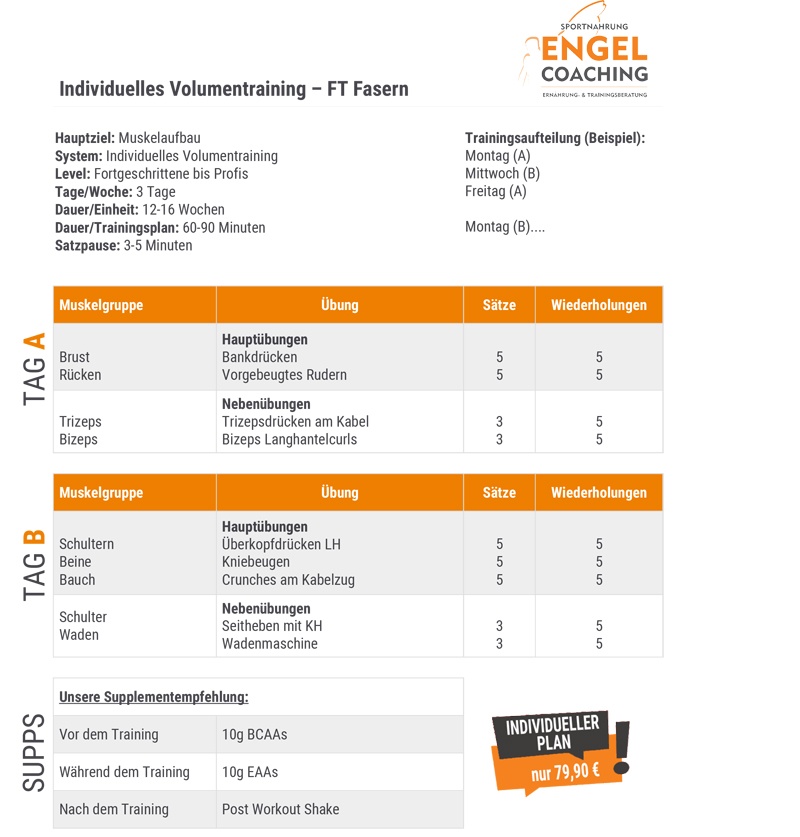 Individuelles Volumentraining für FT Fasern