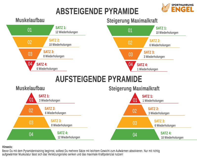 Pyramidentraining Wiederholungszahlen für Maximalkraft und Muskelaufbau