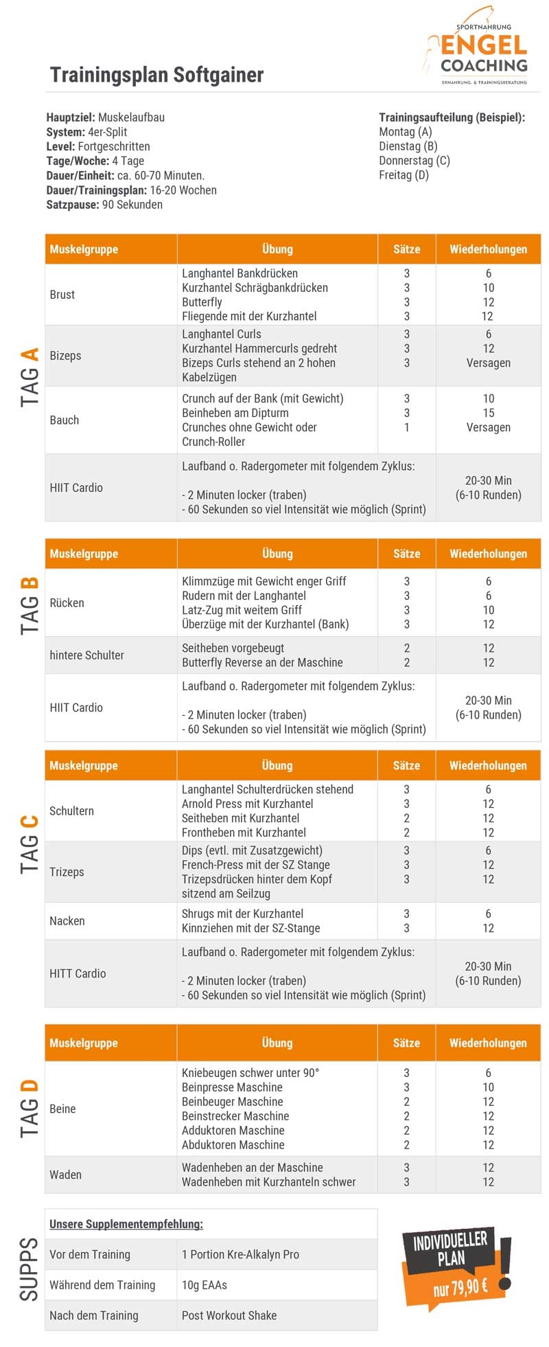 Softgainer Trainingsplan Mehr Muskeln Ohne Fett