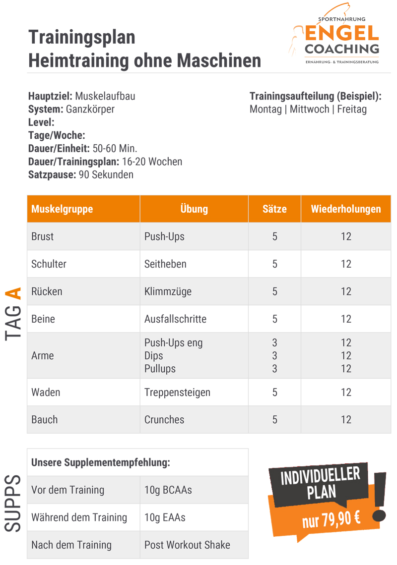 Heimtraining Muskelaufbau Training Ohne Maschinen