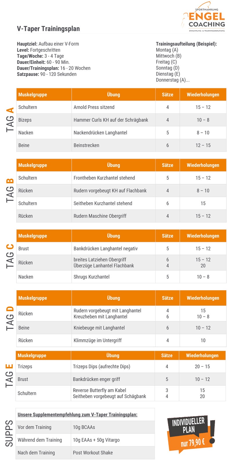 V-Taper Trainingssystem zur Verbesserung der Rückenmuskulatur